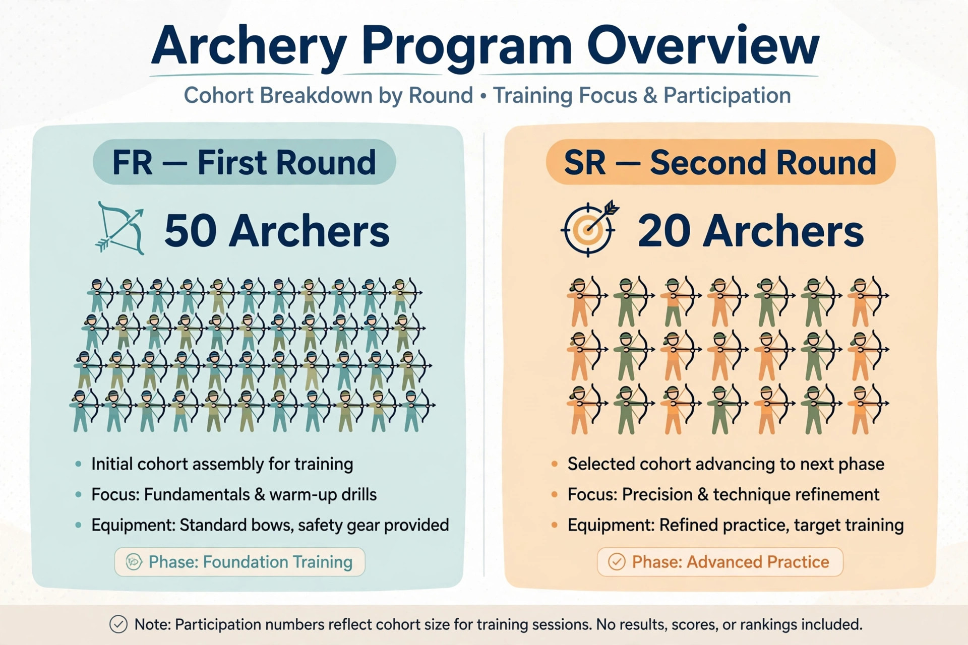 How first round and second round teer results are calculated from arrows shot