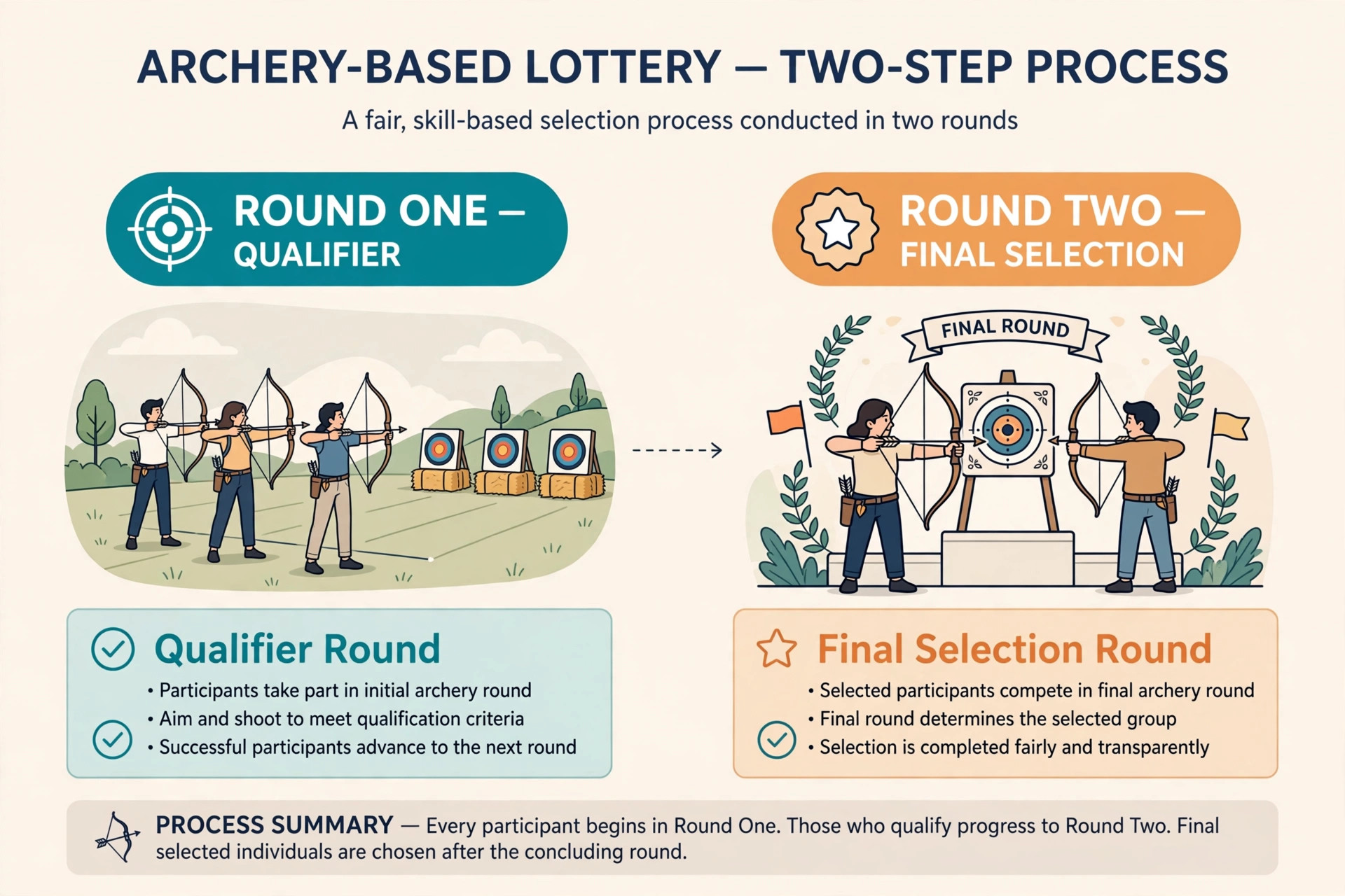 How first round and second round work in Khanapara teer archery game