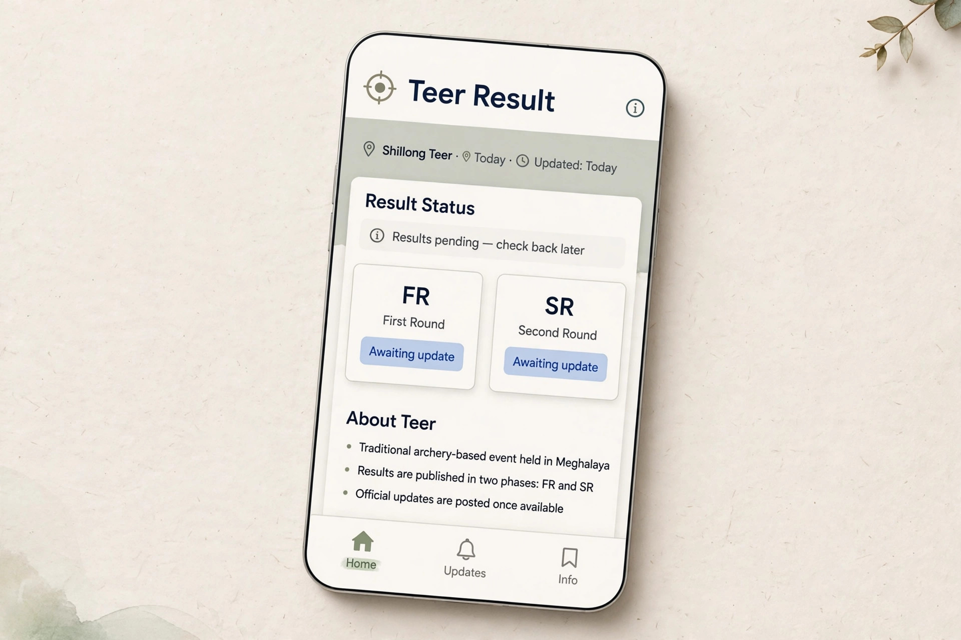 Checking teer result on a mobile phone screen